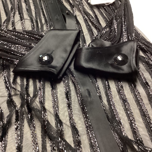 BOB MACKIE.   BLACK BEADED BLOUSE  wow e wow !!!RUNWAY WORTHY 🖤🖤🖤 - Picture 6 of 12